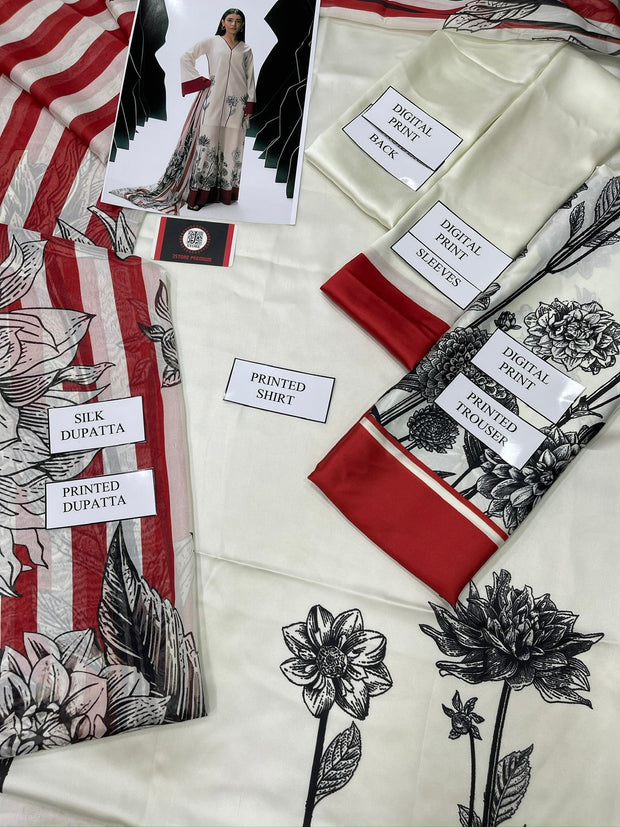 Luxury Swiss Lawn 3-Piece Suit with Dupatta – Perfect for Summer 713