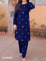 Hania Amir Embroidered 2 Piece - Pure Lawn (unstitch) Blue