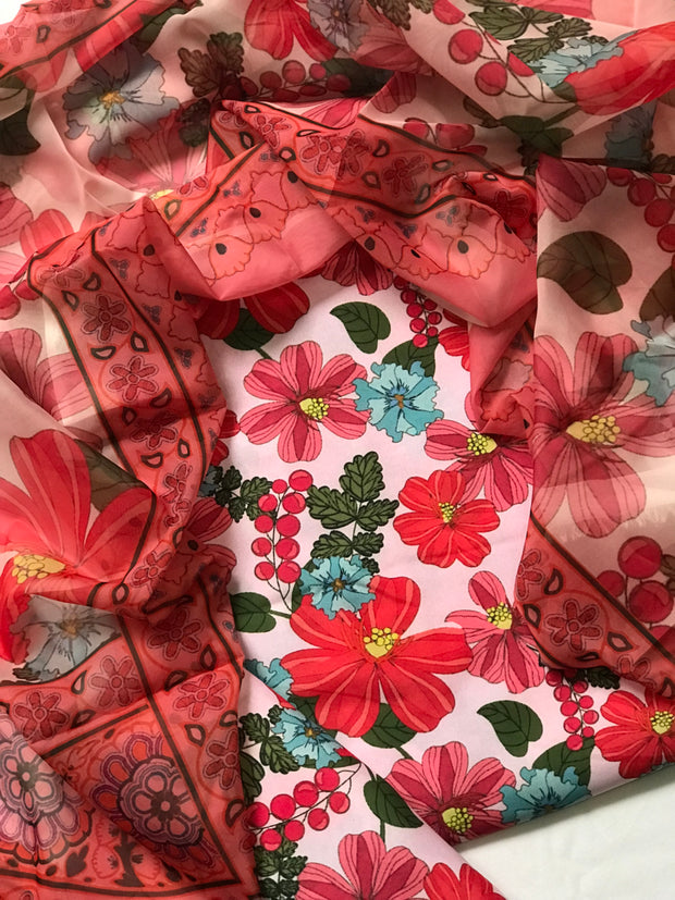 Elegant Mid-Summer Digital Printed 3PC Swiss Lawn - VX 1004