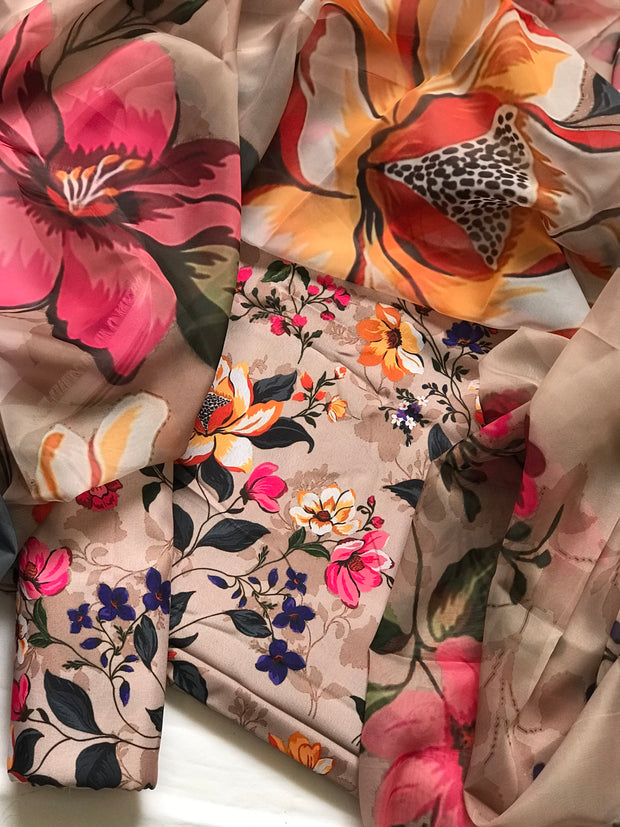 Elegant Mid-Summer Digital Printed 3PC Swiss Lawn - VX 1006