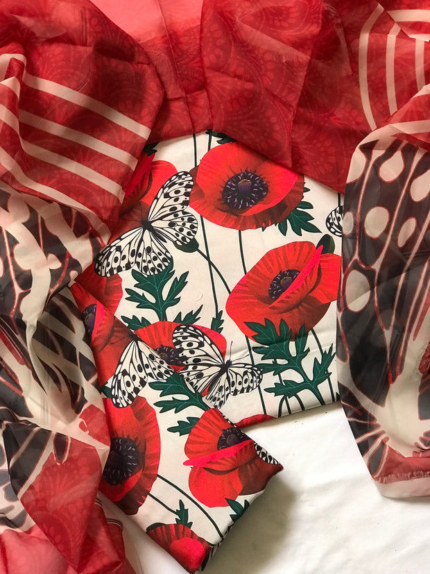 Elegant Mid-Summer Digital Printed 3PC Swiss Lawn - VX 1007
