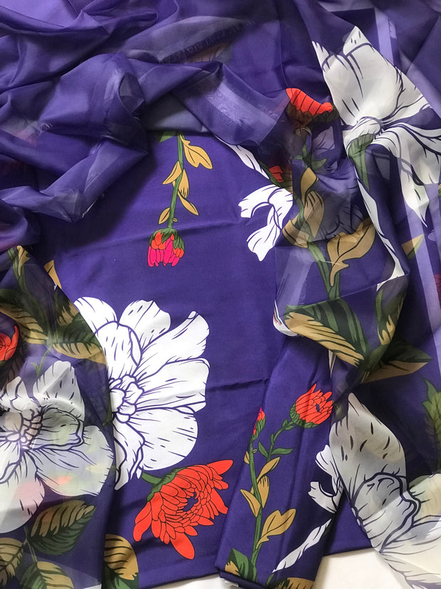Elegant Mid-Summer Digital Printed 3PC Swiss Lawn - VX 1015