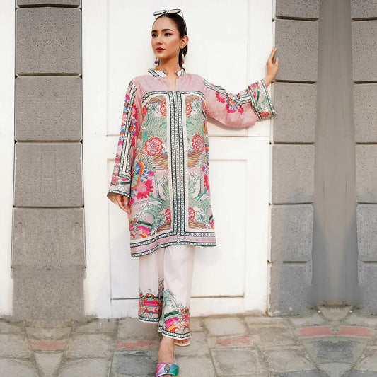 Stylish Pastel Pink Floral Ensemble Swiss Voile Lawn 3-Piece Suit - Chic and Stylish for Every Occasion