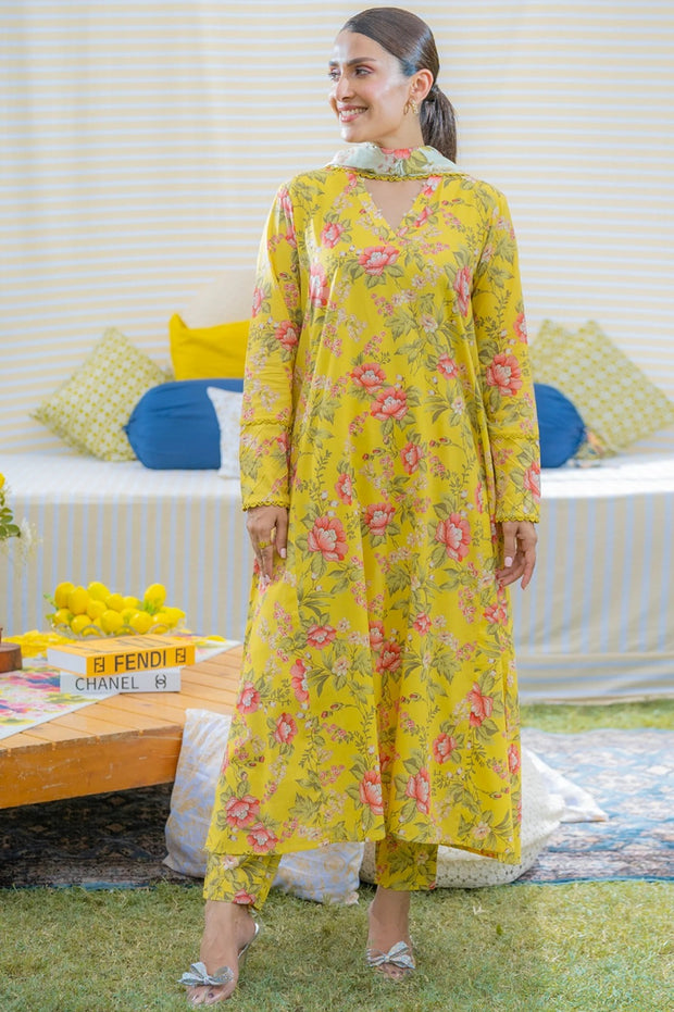 Elegant Mid-Summer Digital Printed 3PC Swiss Lawn - VX 1011
