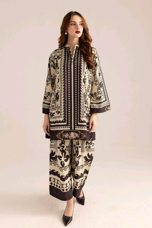 Elegant Digital Printed 3-Piece Swiss Lawn Suit with Silk Dupatta - 723